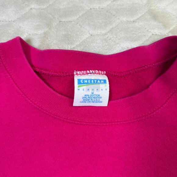 VTG Cheetah Crewneck Sweatshirt Sz Med USA Made Pink Blank 90s - Picture 6 of 10